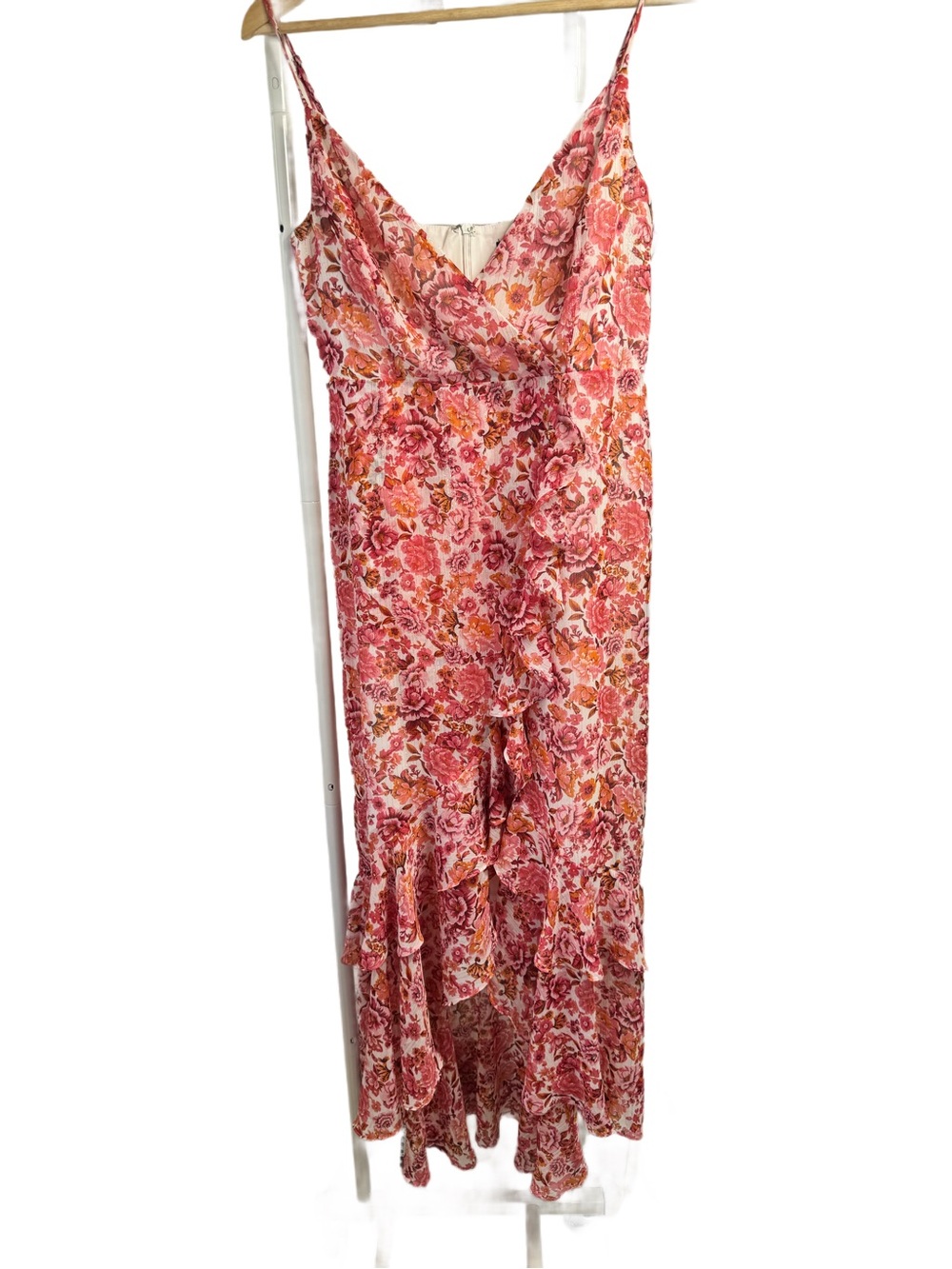 Lulu’s Always Enchanting pink floral metallic high low dress - Picture 3 of 10